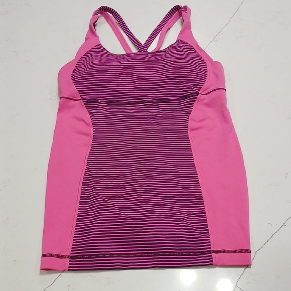 Lululemon Women's Pink Striped Tank Top Gentle Used Doesn't Have Sz Tag - Picture 3 of 9